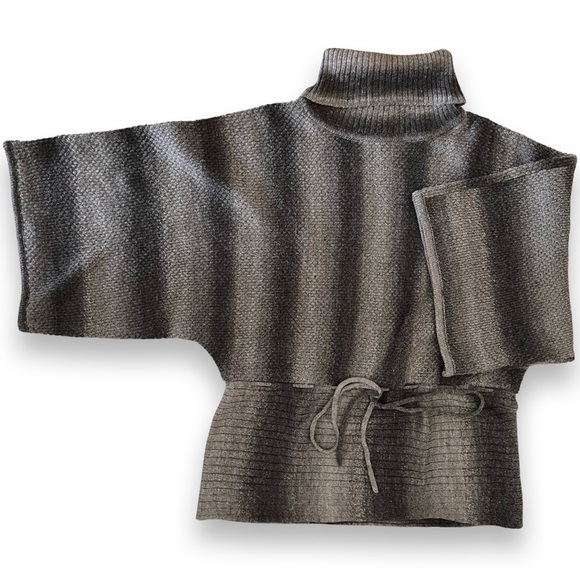 Dressbarn Wool Blend gray charcoal knit sweater turtleneck pullover kimono style - Picture 5 of 8